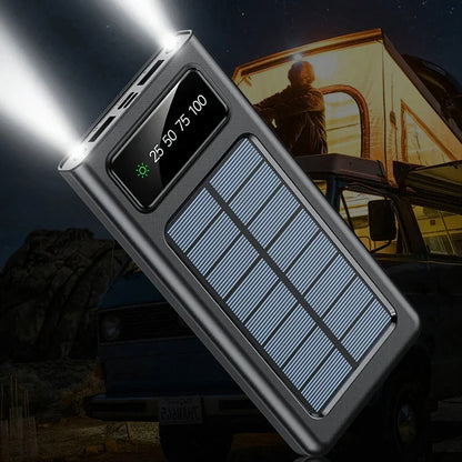 10000mAh Solar Power Bank Portable Fast Charger External Battery with in Built 4 Charging Power Cable